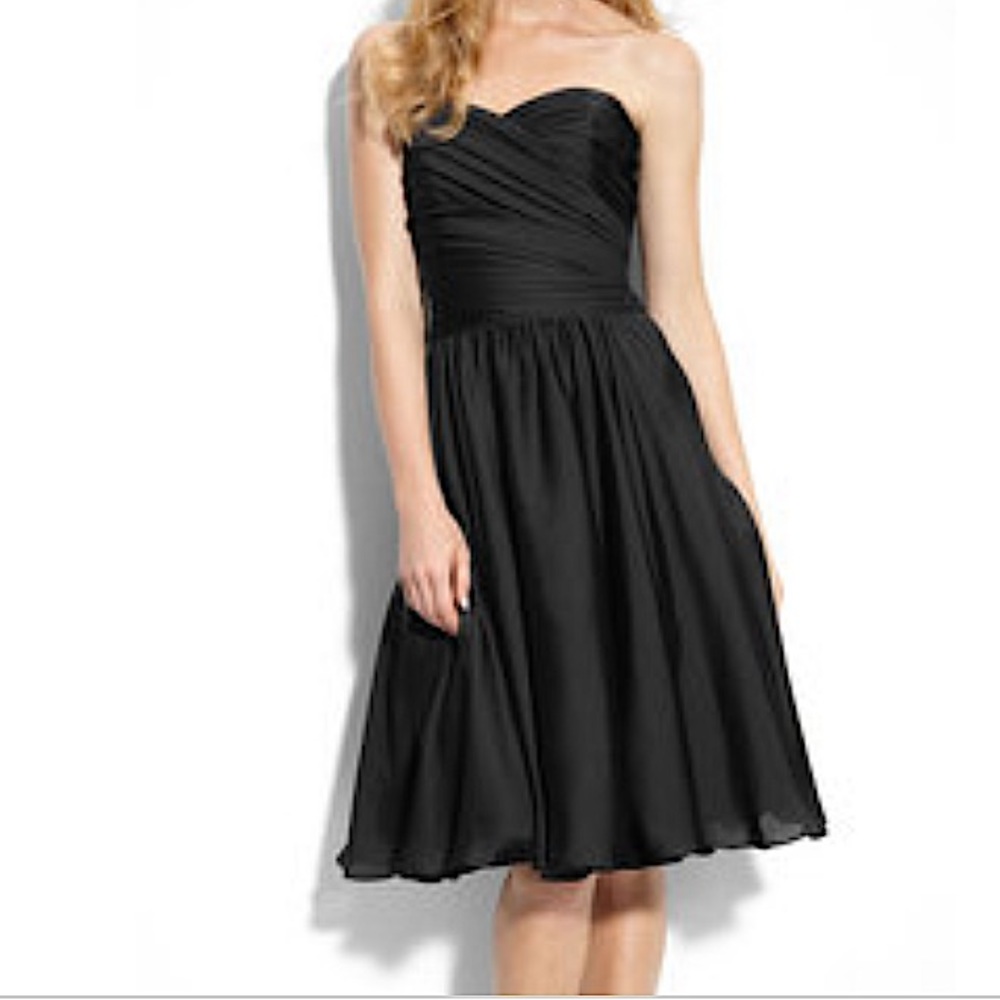 WHITE HOUSE BLACK MARKET Little Black Dress Strapless Ruched Chiffon Size 8